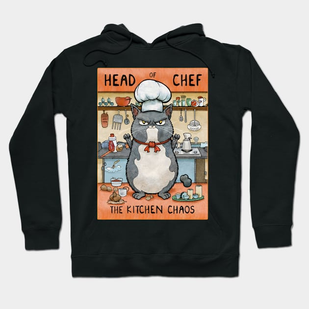 Funny cat head of chef the kitchen chaos Hoodie by "Artistic Apparel Hub"